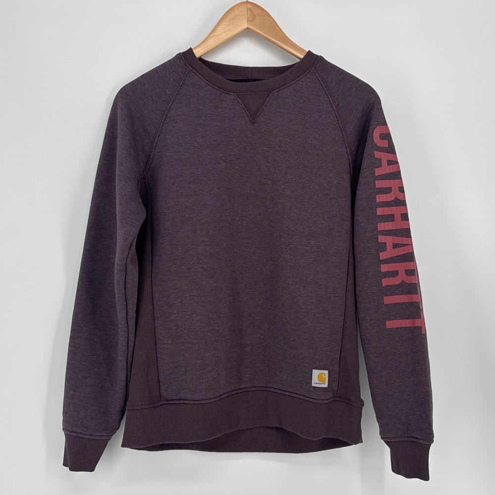 Carhartt Womens Sweatshirt S Purple Relaxed Fit Graphic Sleeve 104410 V27